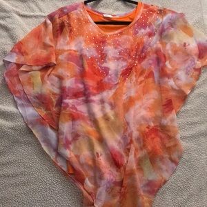 Floral sunset colored top